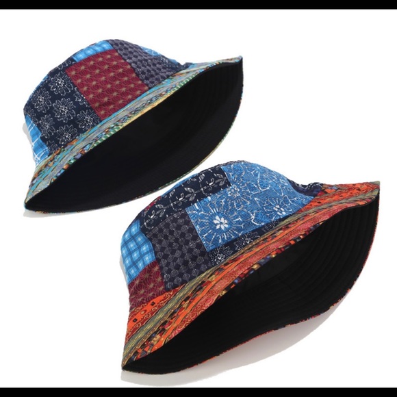 New Cotton Unisex Retro Streetwear Double side fisherman’s bucket pattern hat - Picture 5 of 7